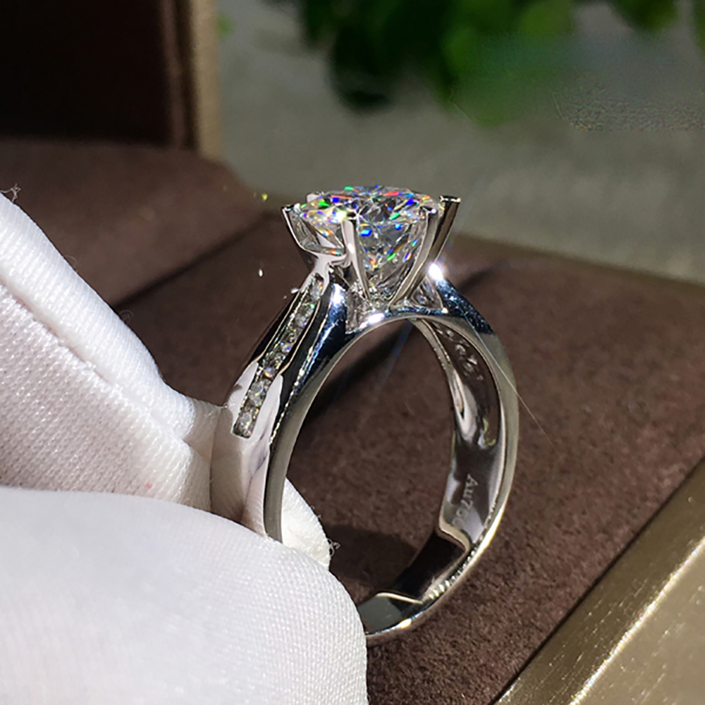 Custom Solid 14K Au585 White G - Moissanite Engagement Ring 1 Carat ulasan dan harga
