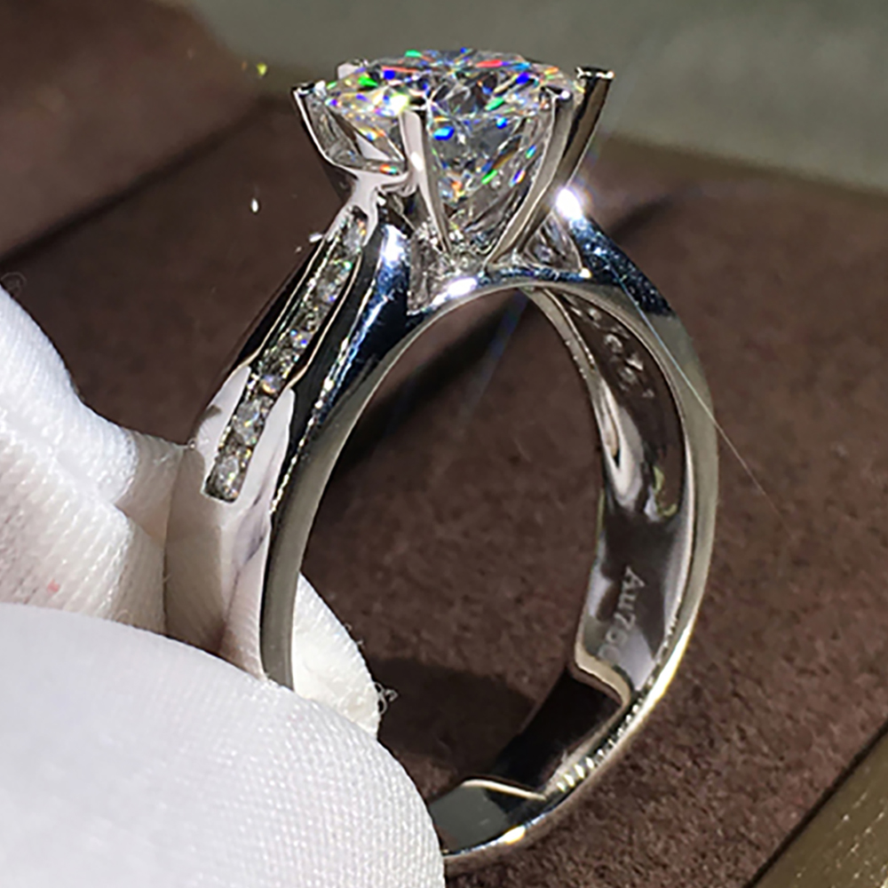 Custom Solid 14K Au585 White G - Moissanite Engagement Ring 1 Carat ulasan dan harga