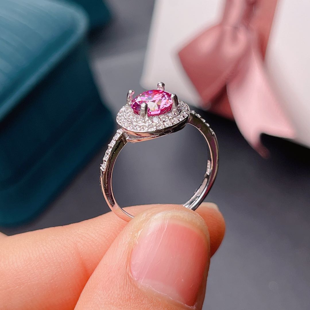 New Crackling Pink Moissanite  - Moissanite Engagement Ring 1 Carat ulasan dan harga