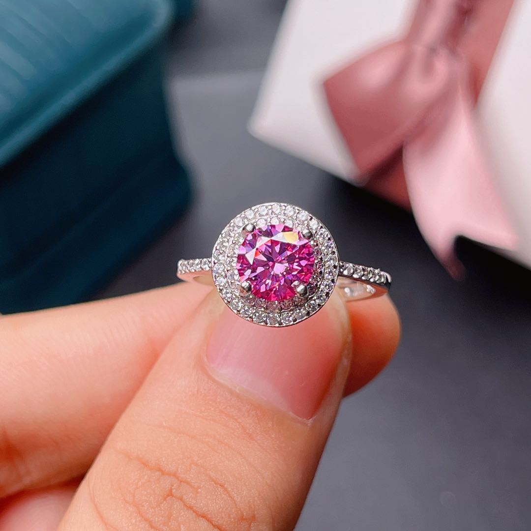 New Crackling Pink Moissanite  - Moissanite Engagement Ring 1 Carat ulasan dan harga