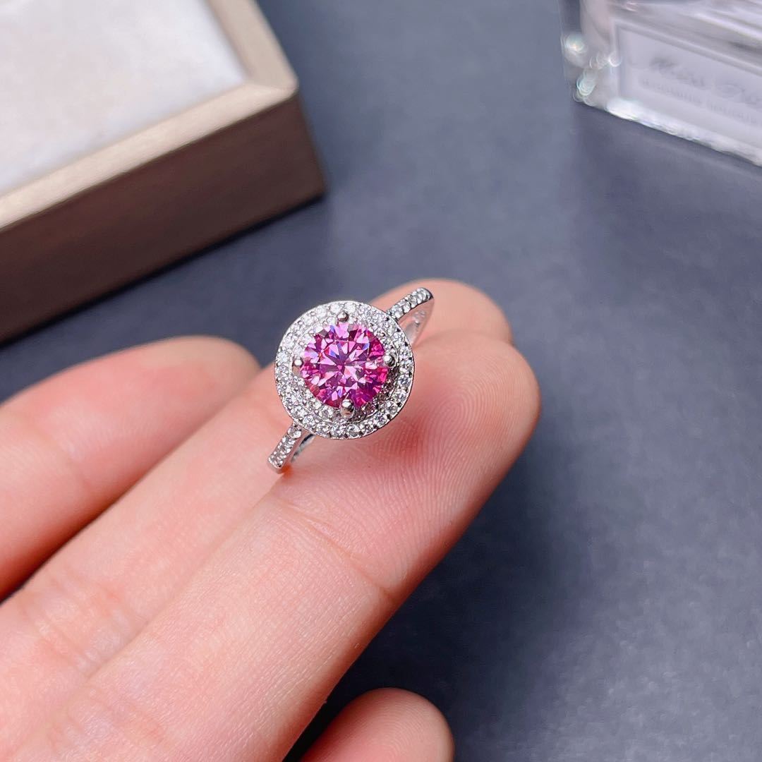 New Crackling Pink Moissanite  - Moissanite Engagement Ring 1 Carat ulasan dan harga